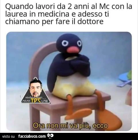 Quando lavori da due anni al mc con la laurea in medicina