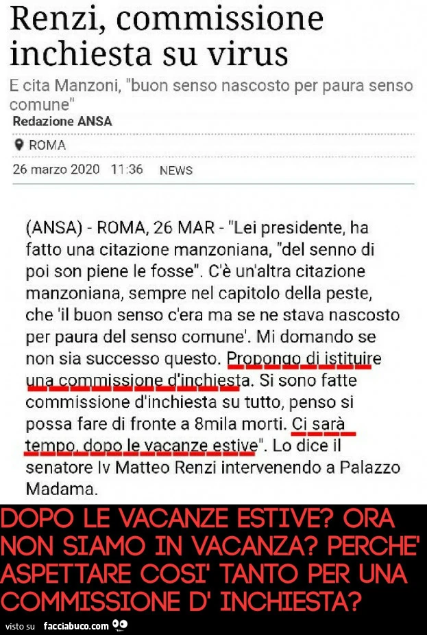 Renzi parlamento commissione d'inchiesta
