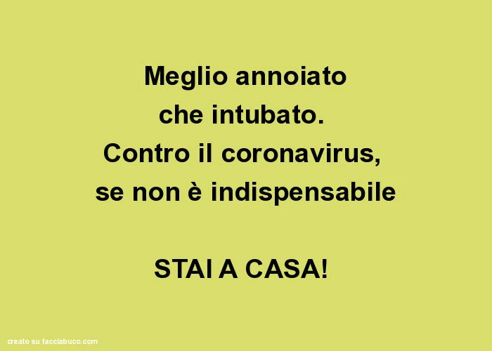 Meglio annoiato che intubato. Contro il coronavirus, se non è indispensabile stai a casa