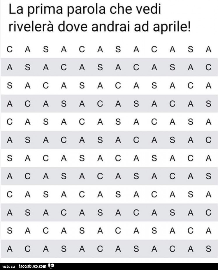 La prima parola che vedi rivelerà dove andrai ad aprile