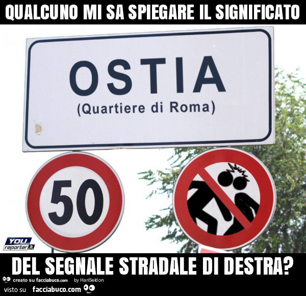 Qualcuno mi sa spiegare il significato del segnale stradale di destra?
