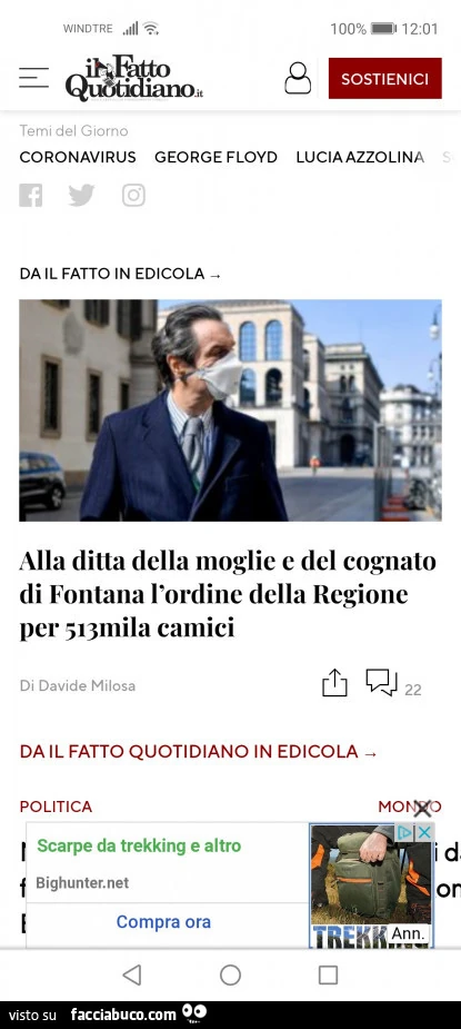 Alla ditta della moglie e del cognato di fontana l'ordine della regione per 513mila camici