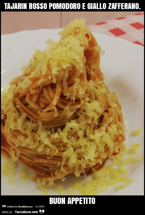 Tajarin rosso pomodoro e giallo zafferano. Buon appetito