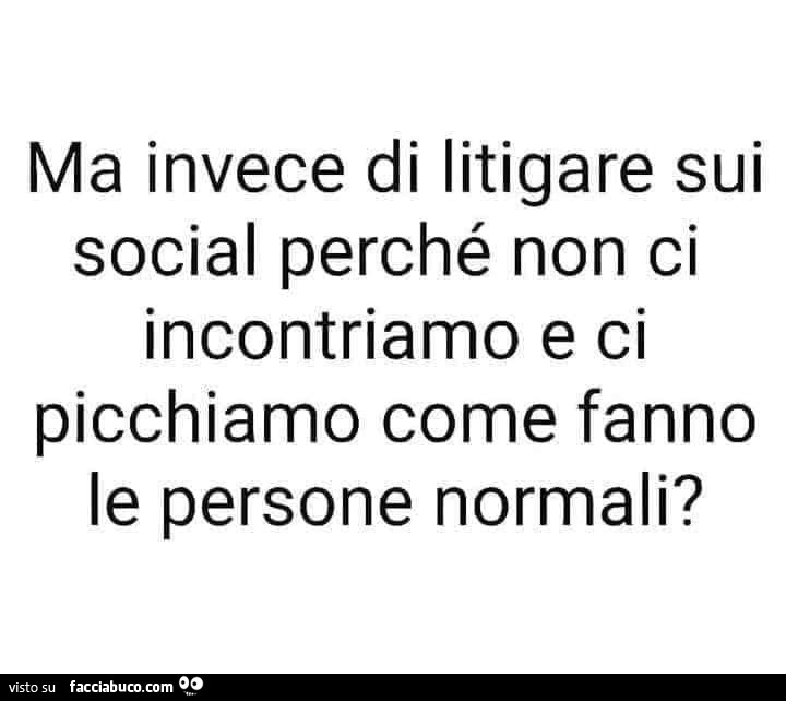 Ma invece di litigare sui social perché non ci incontriamo e ci picchiamo come fanno le persone normali?
