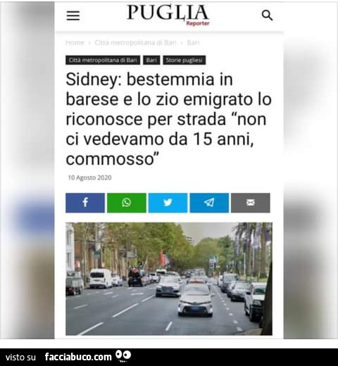 Sidney bestemmia in barese e lo zio emigrato lo riconosce