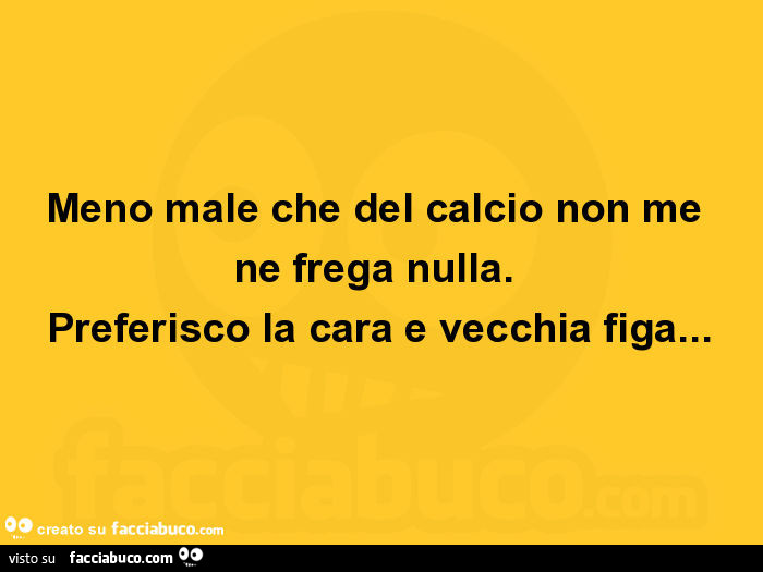Meno male che del calcio non me ne frega nulla. Preferisco la cara e vecchia figa