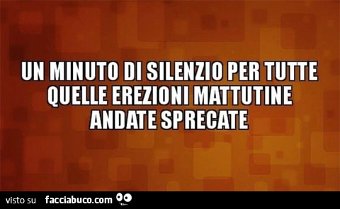 Un minuto di silenzio per tutte quelle erezioni mattutine andate sprecate