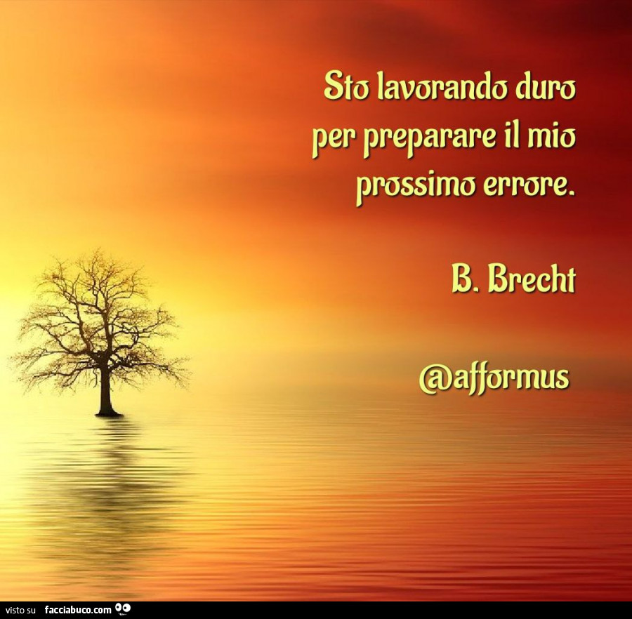Sto lavorando duro per preparare il mio prossimo errore. B. Brecht