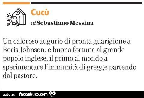 Un Caloroso Augurio Di Pronta Guarigione A Boris Johnson E Buona Fortuna Al Grande Facciabuco Com