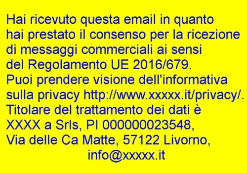 Consenso ricezione messaggi commerciali