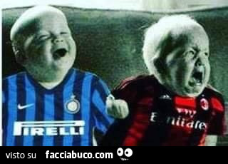 Bimbo dell'inter ride, quello del milan piange