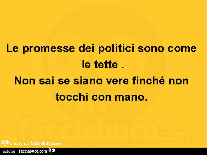 Le promesse dei politici sono come le tette. Non sai se siano vere finché  non tocchi… - Facciabuco.com