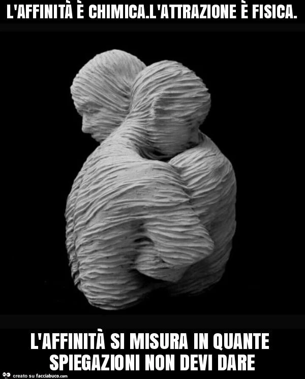 L'affinità è chimica. L'attrazione è fisica. L'affinità si misura in quante spiegazioni non devi dare
