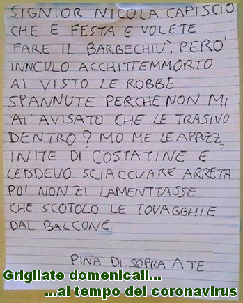 Grigliate domenicali al tempo del coronavirus