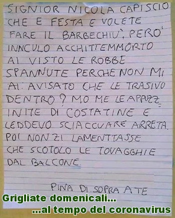 Grigliate domenicali al tempo del coronavirus