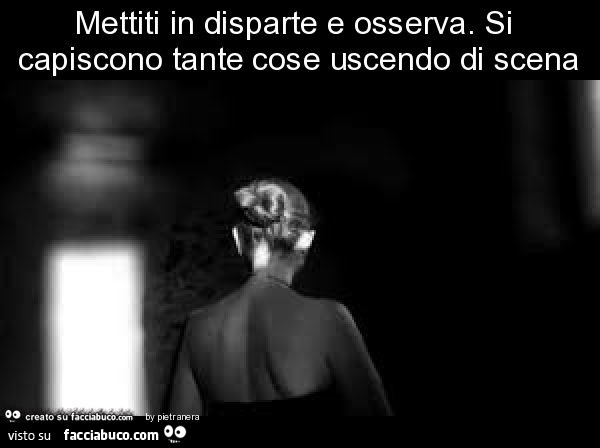 Mettiti in disparte e osserva. Si capiscono tante cose uscendo di scena