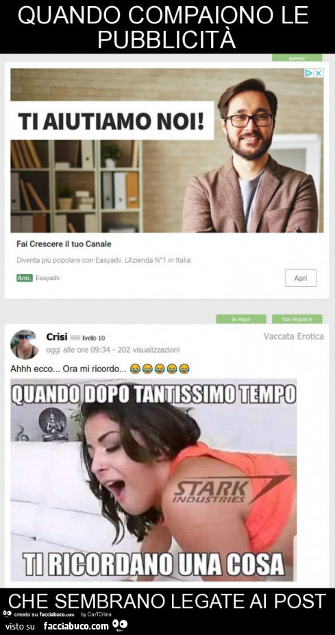 Quando compaiono le pubblicità che sembrano legate ai post