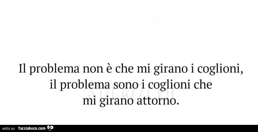 Il problema non è che mi girano i coglioni, il problema sono i coglioni che mi girano attorno