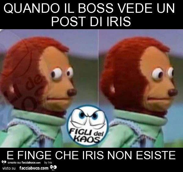 Quando il boss vede un post di iris e finge che iris non esiste