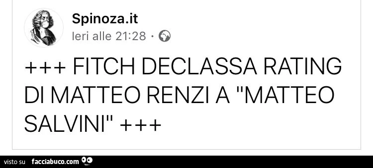 Fitch declassa rating di matteo renzi a matteo salvini