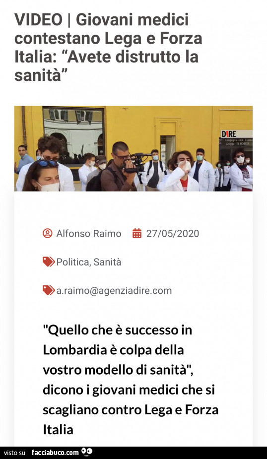 Video i giovani medici contestano lega e forza italia: avete distrutto la sanità