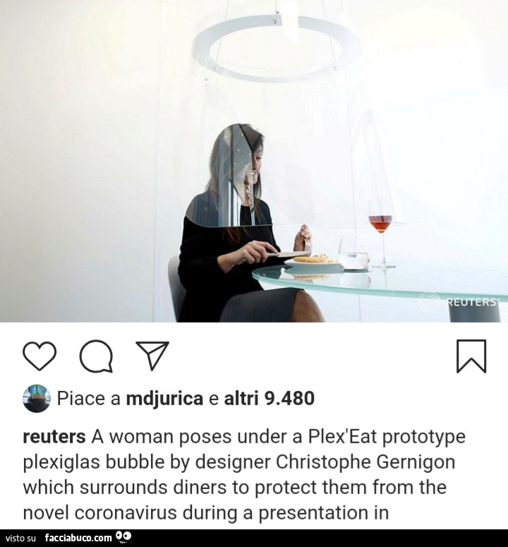 Reuters a woman poses under a plex'eat prototype plexiglas bubble by designer christophe gernigon which surrounds diners to protect them from the novel coronavirus during a presentation