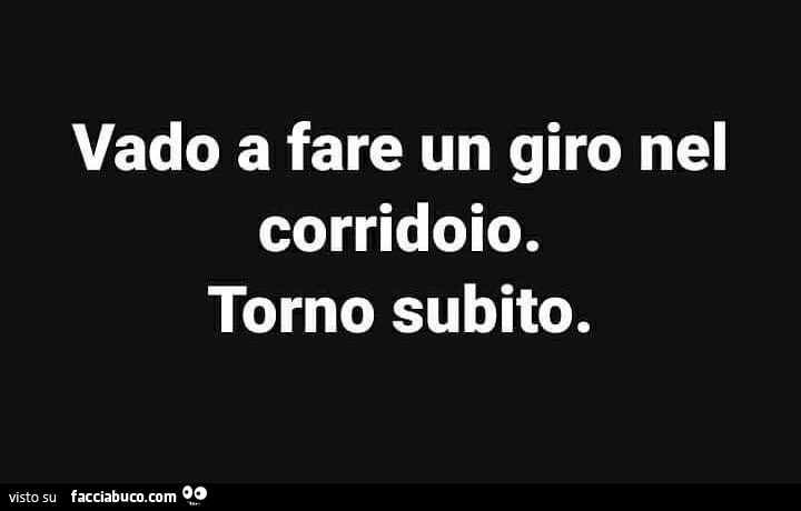 Vado a fare un giro nel corridoio. Torno subito. Visto su facciabumcom