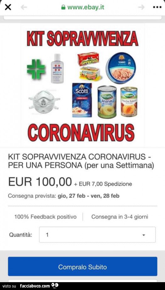 Kit sopravvivenza coronavirus