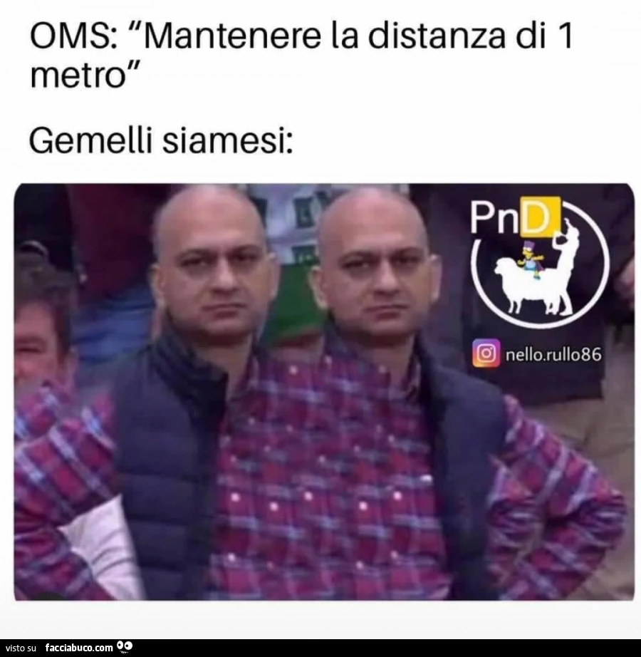 OMS: " Mantenere la distanza di 1 metro". Gemelli siamesi