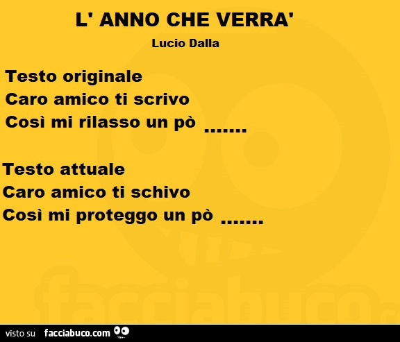 L'anno che verrà. Lucio dalla. Testo originale. Testo attuale