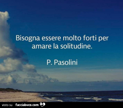 Bisogna essere molto forti per amare la solitudine. P. Pasolini