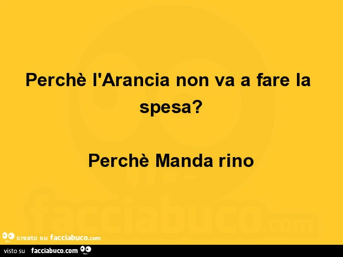 Perchè l'arancia non va a fare la spesa? Perchè manda rino