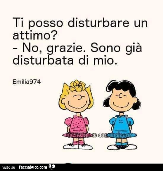Ti posso disturbare un attimo? no, grazie. sono già disturbata di mio