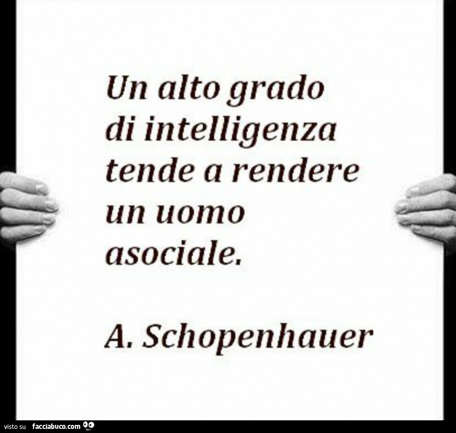 Un alto grado di intelligenza tende a rendere un uomo asociale. A. Schopenhauer