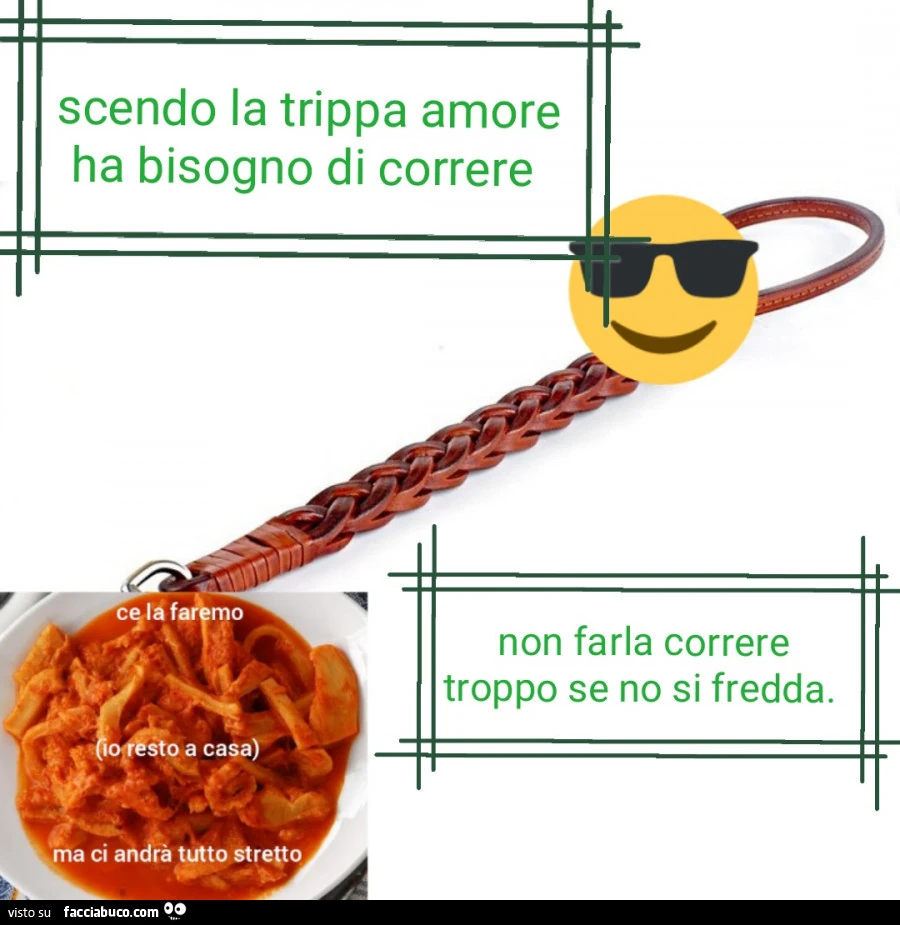 Scendo la trippa amore ha bisogno di correre. Non farla correre troppo se no si fredda