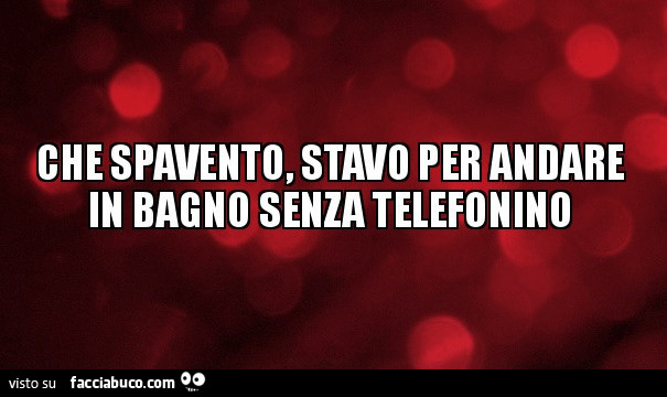 Che spavento, stavo per andare in bagno senza telefonino