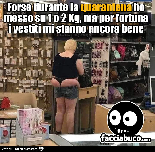 Forse durante la quarantena ho messo su 1 o 2 Kg ma per fortuna i vestiti mi stanno ancora bene