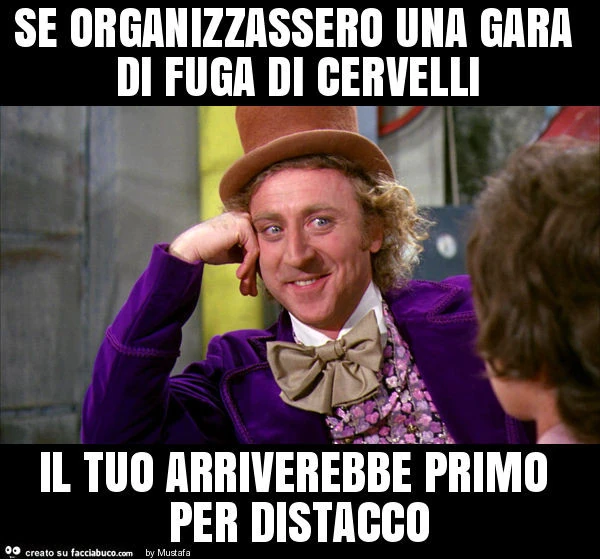 Se organizzassero una gara di fuga di cervelli il tuo arriverebbe primo per distacco