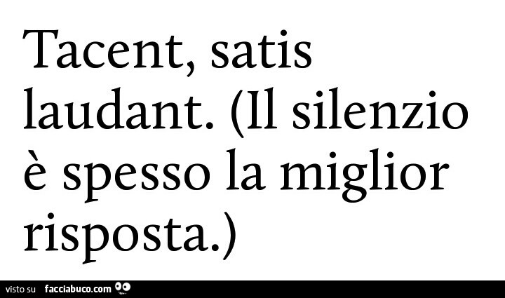Tacent, satis laudant. Il silenzio è spesso la miglior risposta