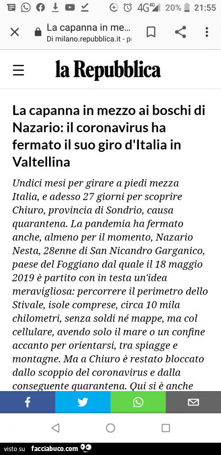 La capanna in mezzo ai boschi di nazario: il coronavirus ha fermato il suo giro d'italia in valtellina