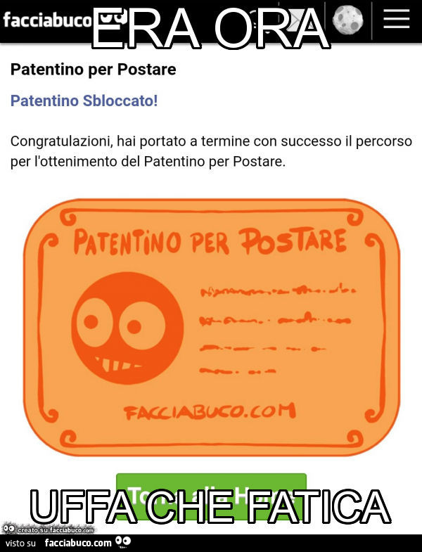 Era ora uffa che fatica il #patentino