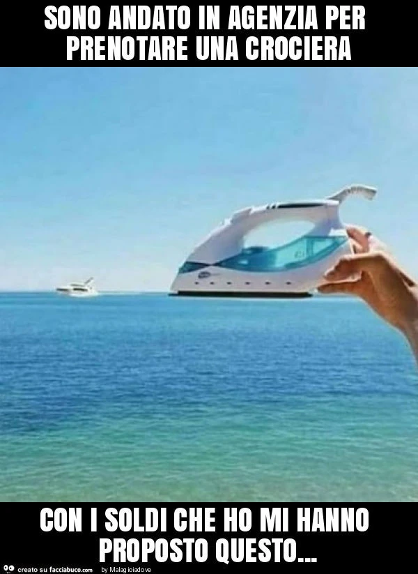 Sono andato in agenzia per prenotare una crociera con i soldi che ho mi hanno proposto questo