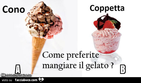 Cono. Coppetta. Come preferite mangiare il gelato?
