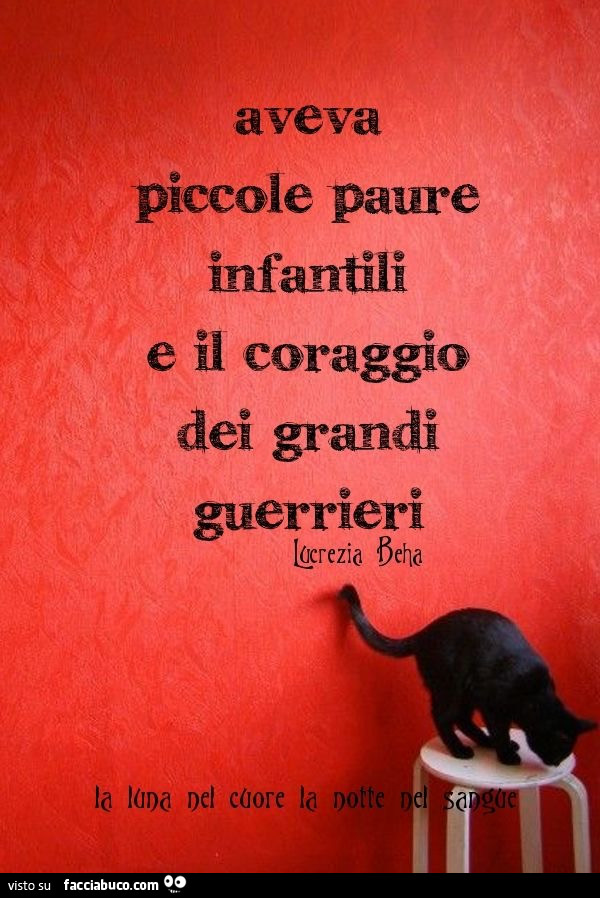 Aveva piccole paure infantili e il coraggio dei grandi guerrieri. Lucrezia  beha condiviso da Blackfairy - Facciabuco.com