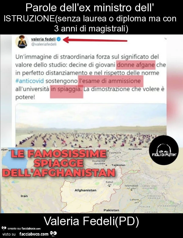 Parole dell'ex ministro dell' istruzione(senza laurea o diploma ma con 3 anni di magistrali) valeria fedeli(pd)