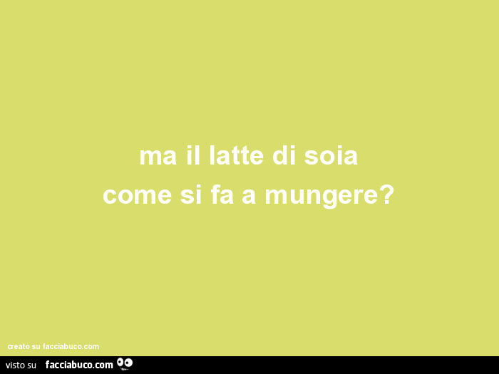 Ma il latte di soia come si fa a mungere?