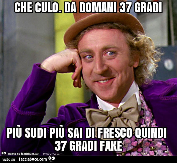 Che culo. Da domani 37 gradi più sudi più sai di fresco quindi 37 gradi fake