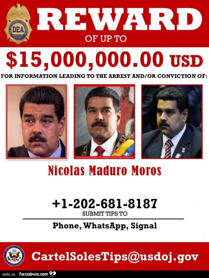 Maduro ricercato dalla DEA