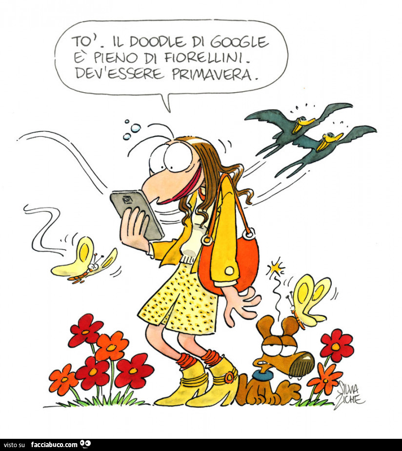 Tò il doodle di Google è pieno di fiorellini. Dev'essere primavera