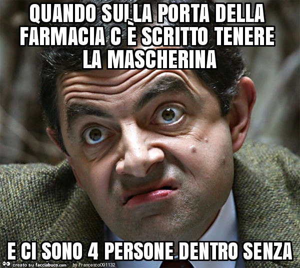 Quando sulla porta della farmacia c è scritto tenere la mascherina e ci sono 4 persone dentro senza